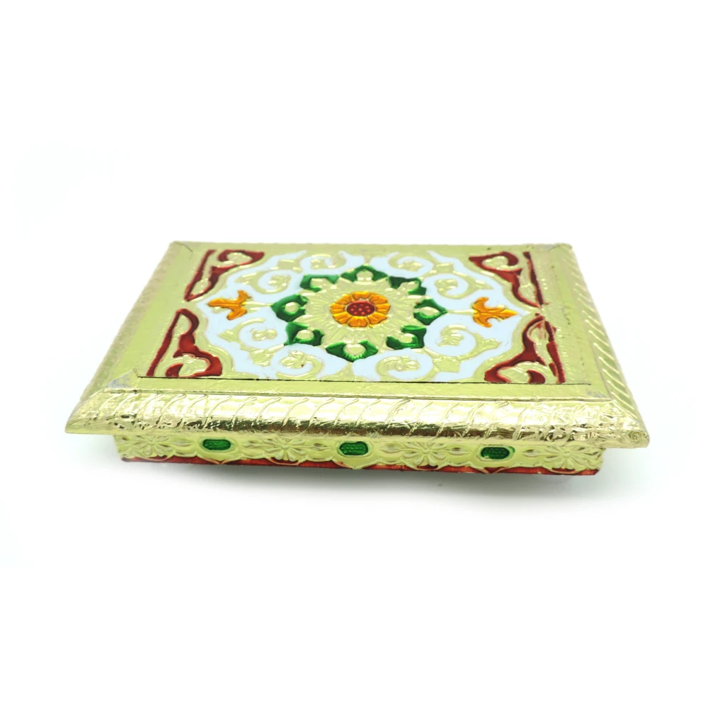 Epraiser Premium ( SIze: 4x6 Inch) Wooden Handcrafted Meenakari (Size : 4x6 inch) Multicolor Multipurpose Puja Chowki / Path for Home and Office Decor Wooden All Purpose Chowki (Multicolor, Pack of 1)