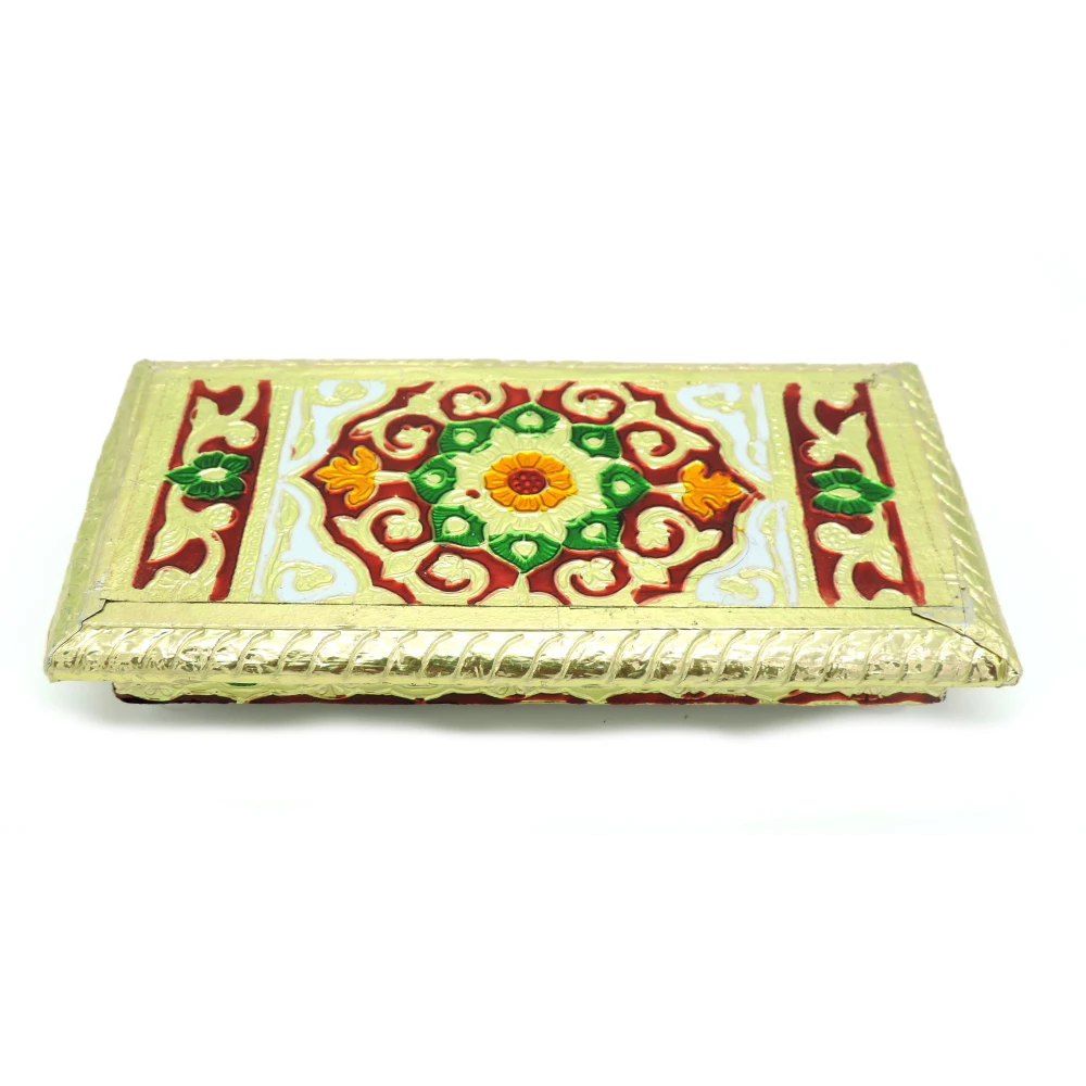 Epraiser Premium Wooden Handcrafted Meenakari (Size : 4x8 inch) Multicolor Multipurpose Puja Chowki / Path for Home and Office Decor Wooden All Purpose Chowki (Multicolor, Pack of 1)