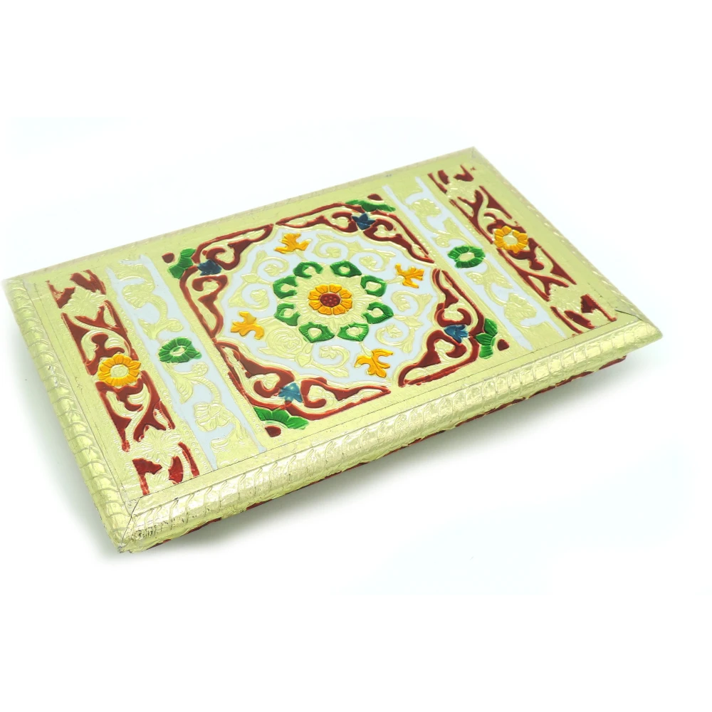 Epraiser Premium Wooden Handcrafted Meenakari (Size : 6x10 inch) Multicolor Multipurpose Puja Chowki / Path for Home and Office Decor Wooden All Purpose Chowki (Multicolor, Pack of 1)