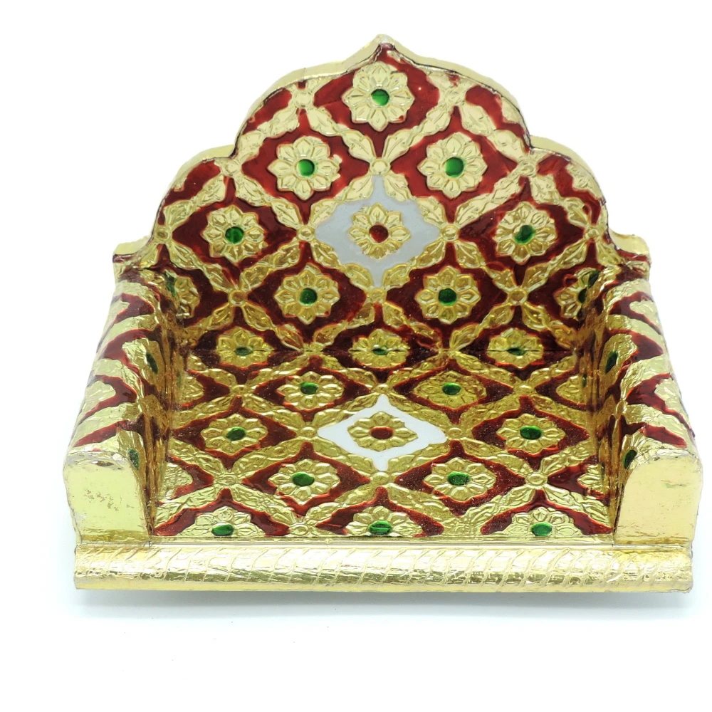 Epraiser Premium ( Size: 4x6 Inch) Wooden Handcrafted Meenakari Work Multicolor Multipurpose Puja Chowki / Path / Laddu gopal Singhaasan for Home and Office Décor or Gifting Purpose Wooden All Purpose Chowki (Multicolor, Pack of 1)