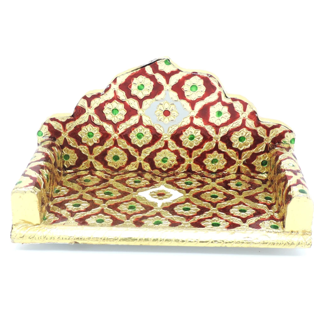 Epraiser Premium ( Size : 4x8 inch ) Wooden Handcrafted Meenakari Work Multicolor Multipurpose Puja Chowki / Path / Laddu gopal Singhaasan for Home and Office Décor or Gifting Purpose Wooden All Purpose Chowki (Multicolor, Pack of 1)
