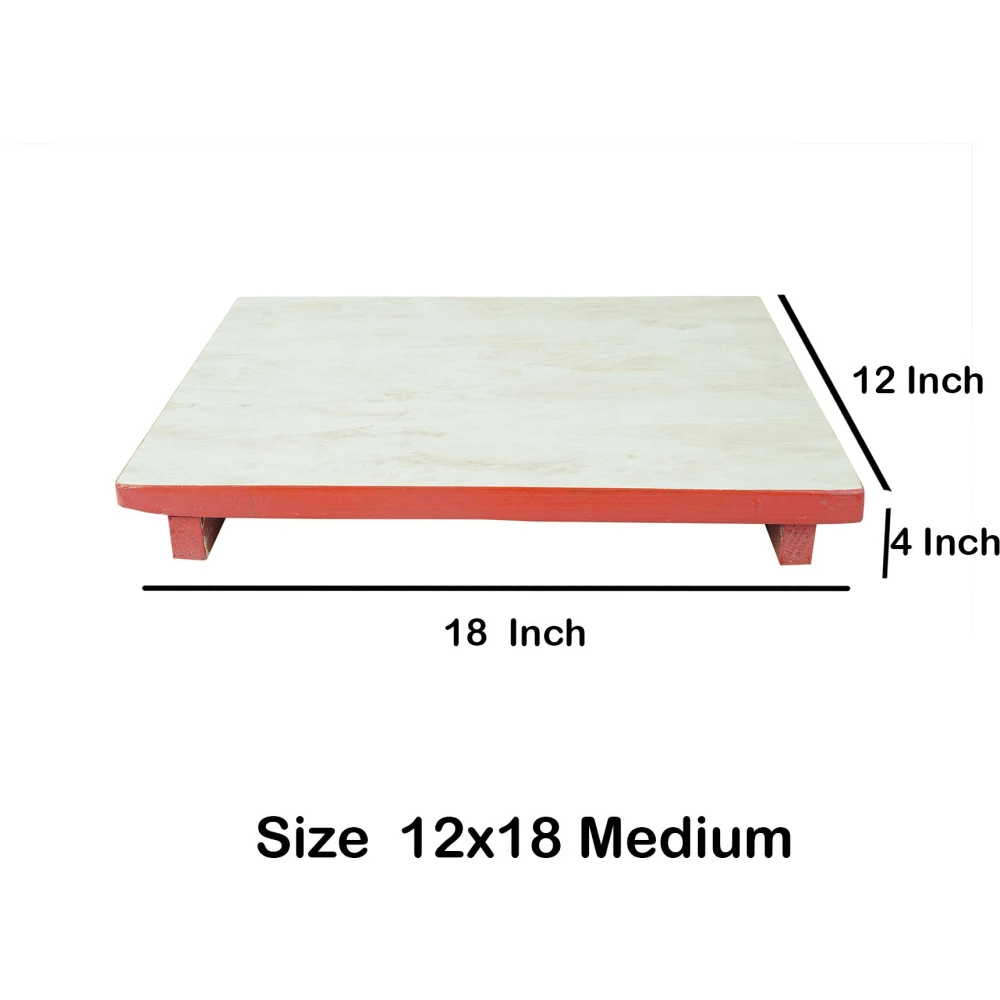Epraiser MEDIUM 12x18 SUNMICA STURDY HEAVY Wooden Plywood Puja Path Patla Bajot. Wooden All Purpose Chowki (White, Pack of 1)