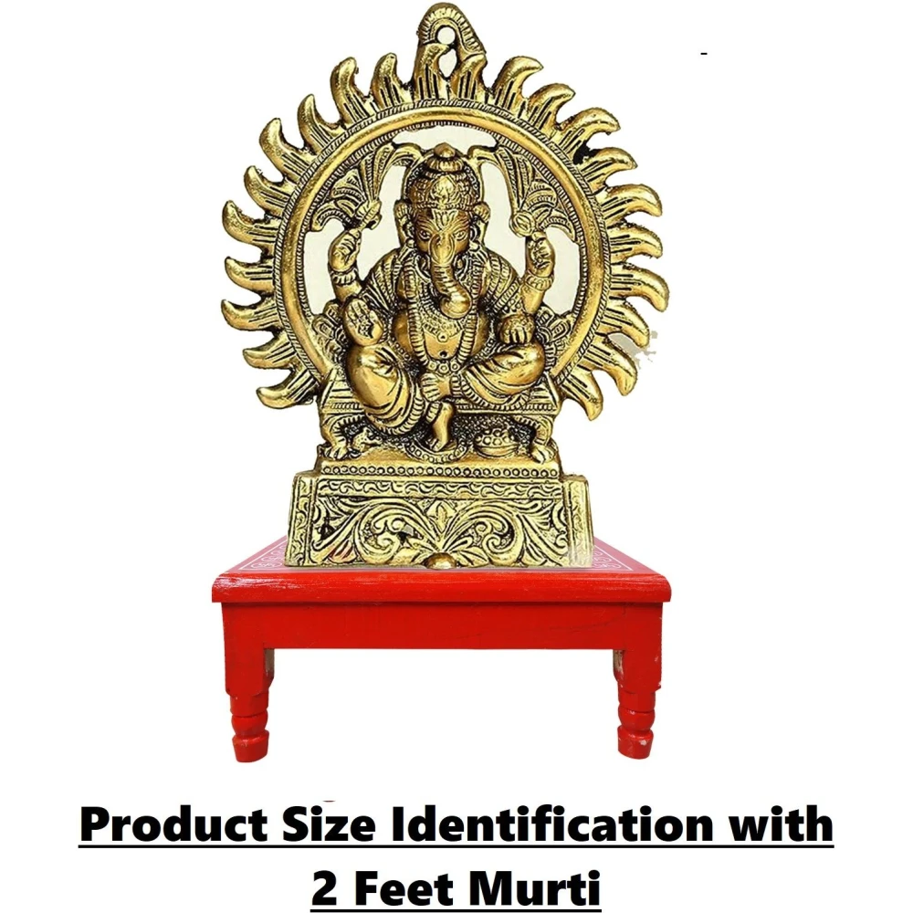 Epraiser MEDIUM 15x15 Inches Designer Wooden Plywood Puja Path Patla Bajot Chaurang Wooden All Purpose Chowki (Red, Pack of 1)