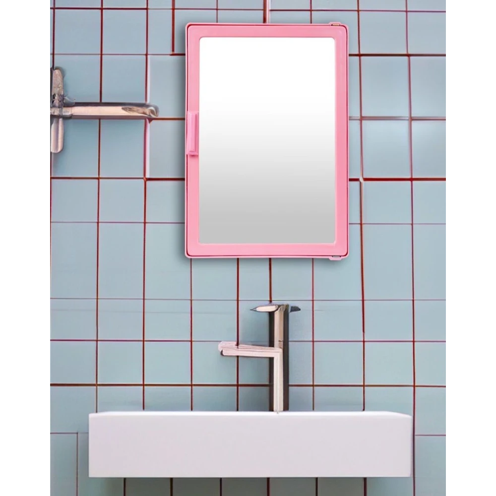 Epraiser PINK SMALL MINI Mirror Storage Wall Cabinet for Bathroom Medicines Makeup MAGENTA COLOR, SMALL SIZE, Multiuse Multipurpose, Wall Hung Box with Mirror Shelf Bracket (Plastic)
