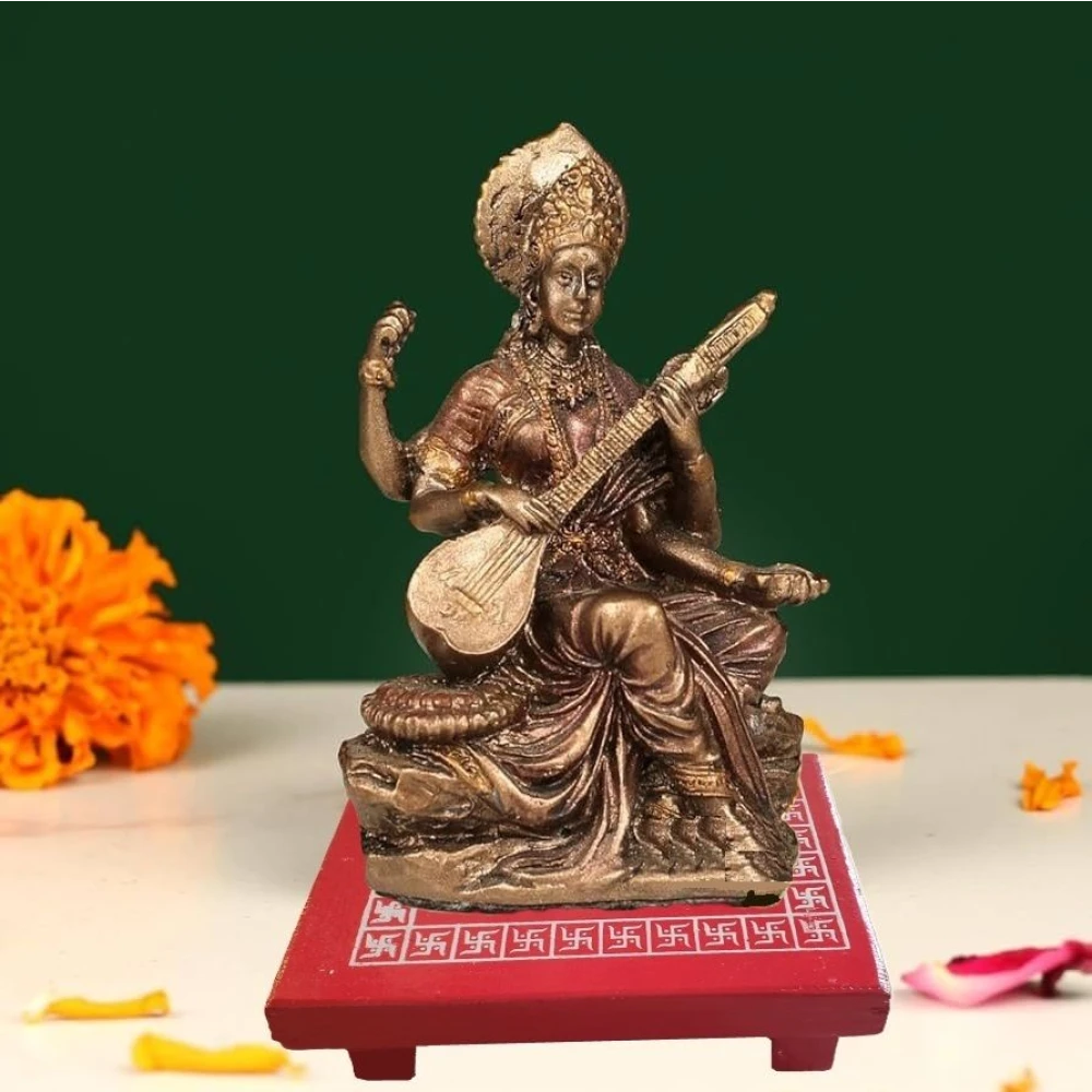 Epraiser Small Size 4x6 Inch MINI Plywood Handmade Puja Decor Aasan Paat Patla Bajot Wooden Pooja Chowki (Red, Pack of 1)
