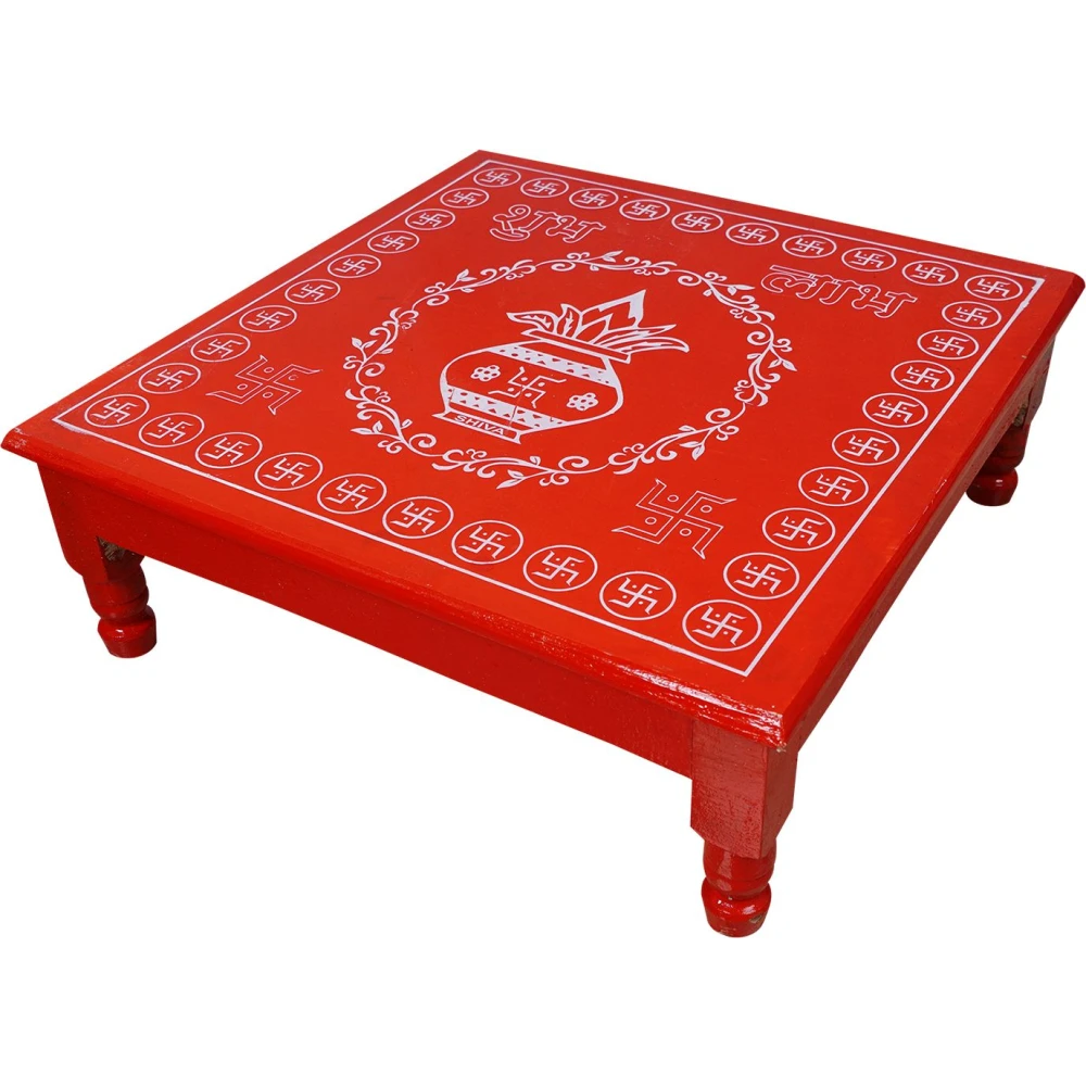 Epraiser SMALL/MEDIUM/LARGE 3SIZE COMBO Designer Wooden Plywood Puja Path Patla Bajot. Wooden All Purpose Chowki (Red, Pack of 1)
