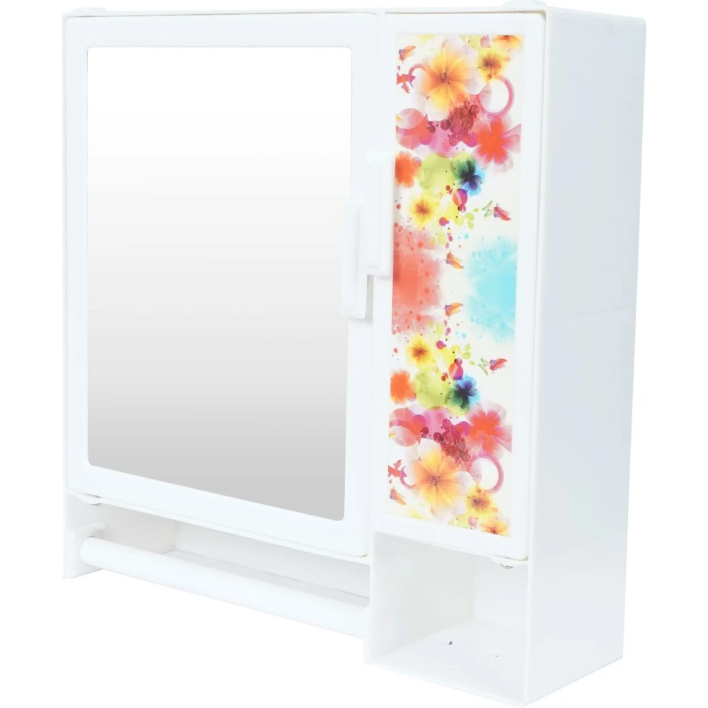 Epraiser WHITE SMALL DOUBLE DOOR Mirror Storage Wall Cabinet for Bathroom Medicine Makeup WHITE COLOR, Wall Hung Box with Mirror, SMALL SIZE, Multiuse Multipurpose Shelf Bracket (Plastic)