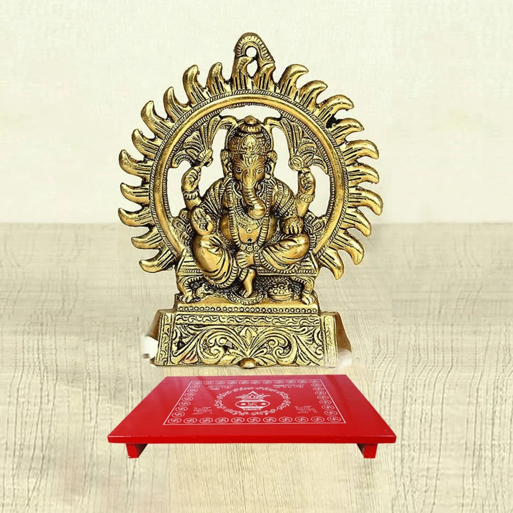 Epraiser XTRA LARGE 18x24 Inches Designer Wooden Plywood Puja Path Patla Bajot Chaurang Wooden All Purpose Chowki (Red, Pack of 1)
