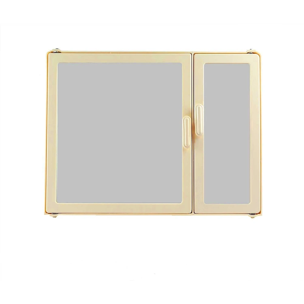 Epraiser ABS Unbreakable Z-JAS Bathroom Double Mirror Double Door Cabinet With 5 Shelves , Size: 15" x 4.5" x 14" Plastic Wall Shelf (Number of Shelves - 5, Beige)