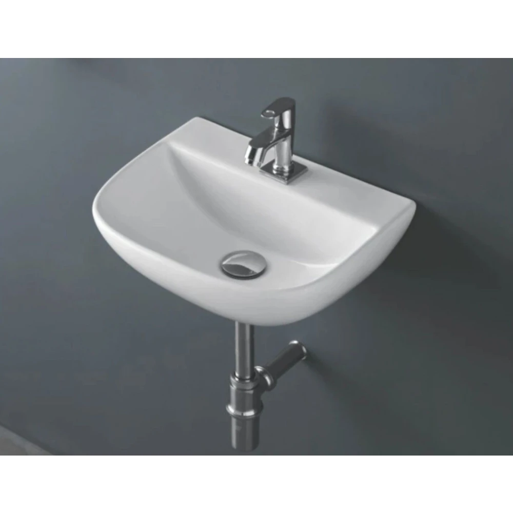 FOXX 2 in 1 Wall Mount & Table Top Ceramic Premium Wash basin (16x12x5) (White) (16x12x5) DD2 New (White) Table Top Basin (Diamond White)