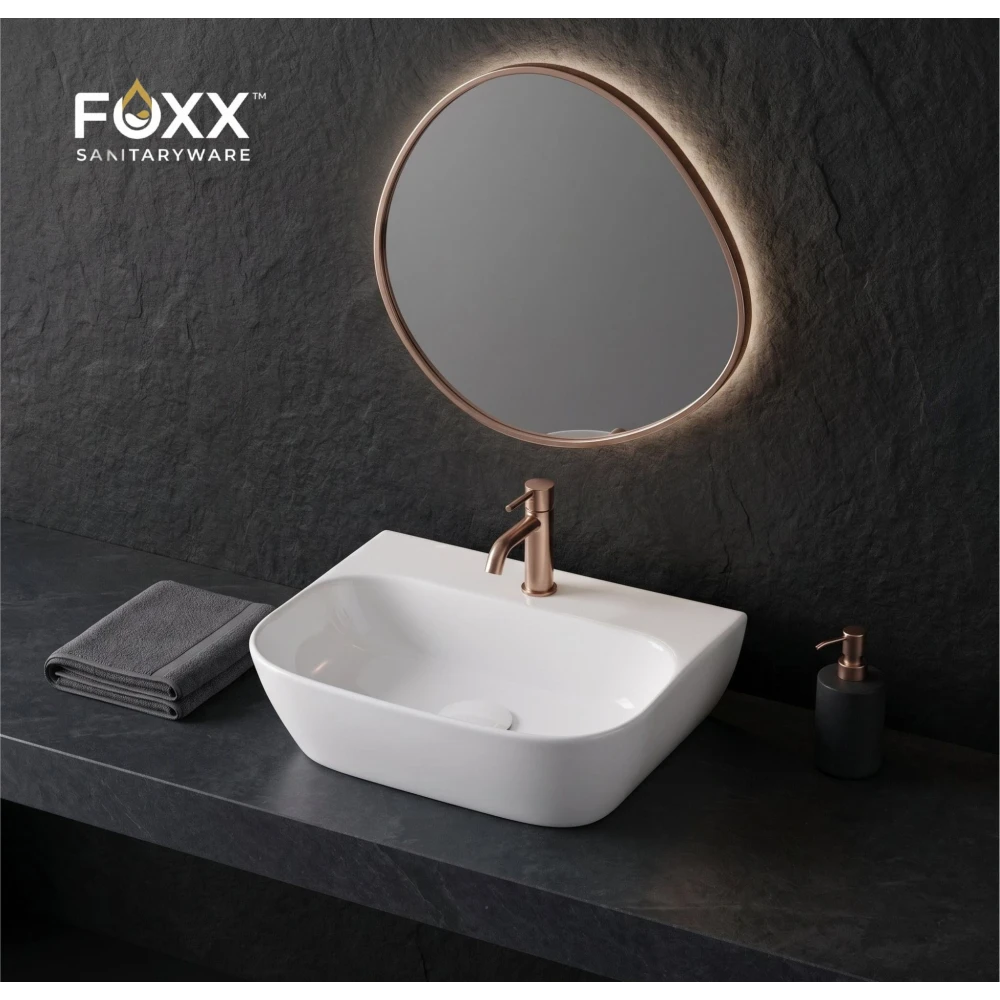Foxx Sanitaryware Premium Ceramic White Wash Basin for Home , Bathroom & Hotel (16x12x5) (16x12x5) (Plain Premium White) Wall Hung Basin (Plain White)
