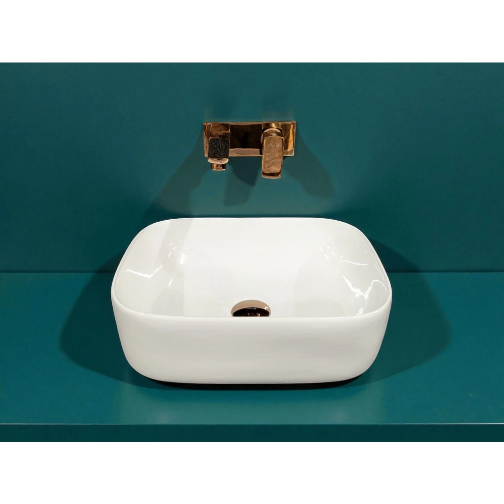 FOXX Premium White Ceramic Wash Basin(Pure White) (16x12x5) for Home and Hotels (16x12x5) (White High Glossy) Table Top Basin (White)
