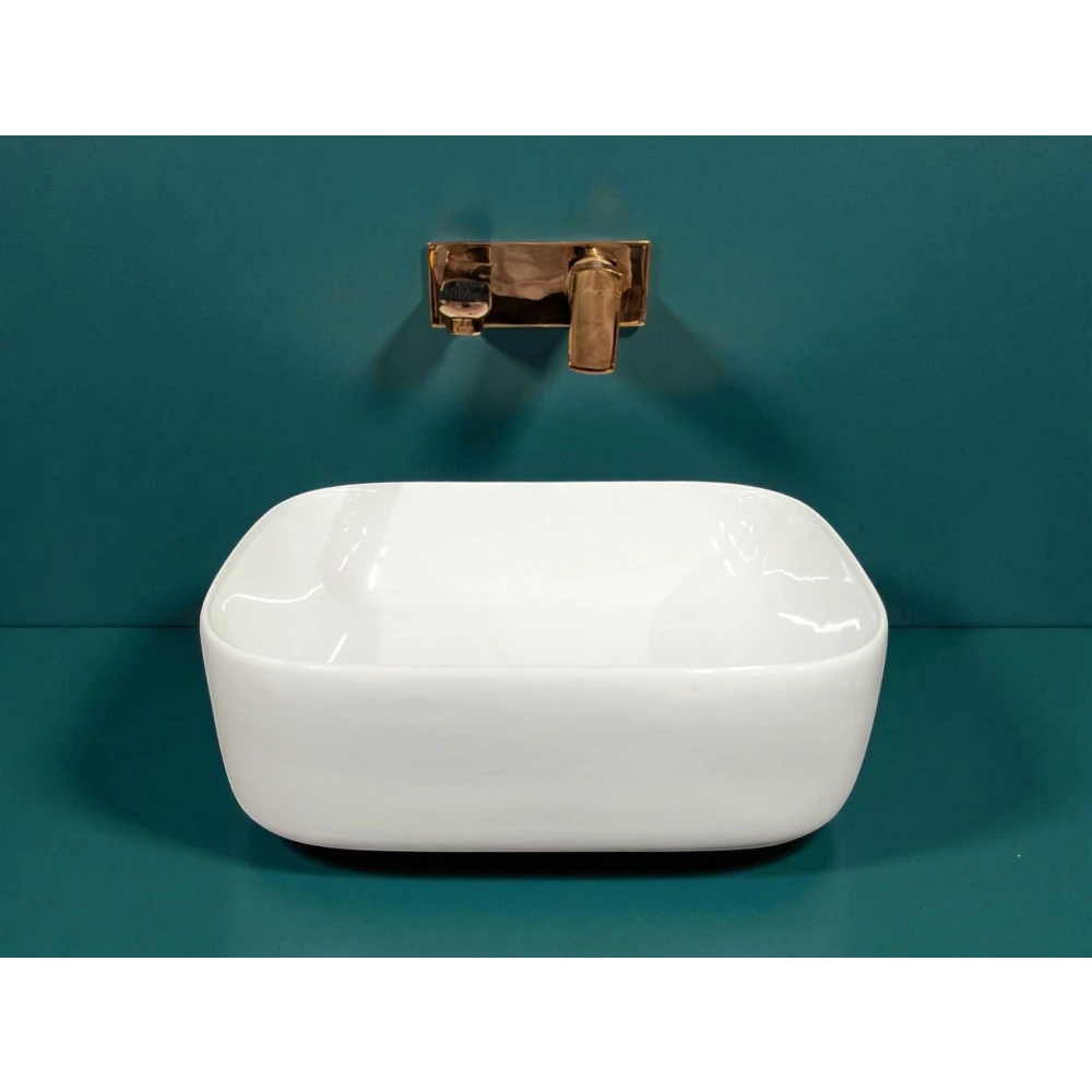 FOXX Premium White Ceramic Wash Basin(Pure White) (16x12x5) for Home and Hotels (16x12x5) (White High Glossy) Table Top Basin (White)