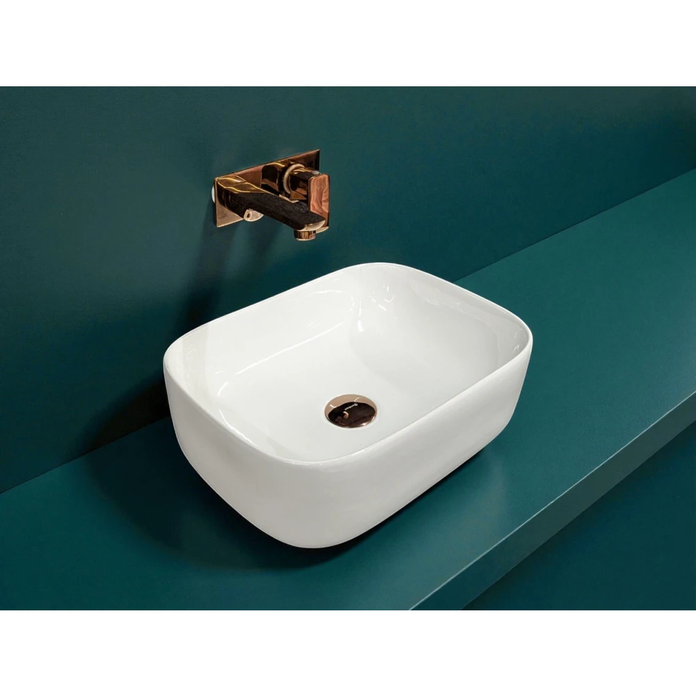 FOXX Premium White Ceramic Wash Basin(Pure White) (16x12x5) for Home and Hotels (16x12x5) (White High Glossy) Table Top Basin (White)