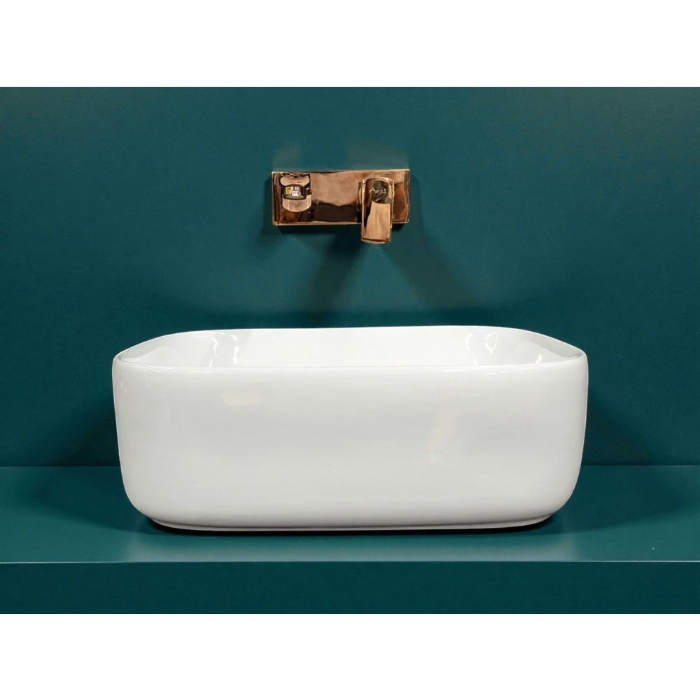 FOXX Premium White Ceramic Wash Basin(Pure White) (16x12x5) for Home and Hotels (16x12x5) (White High Glossy) Table Top Basin (White)