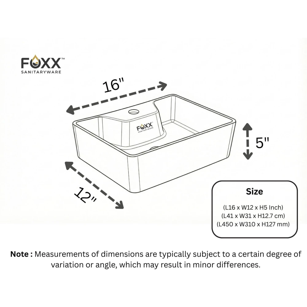 FOXX Ceramic Premium Wash basin for Home, Hotels (16x12x5)(M-16) (16x12x5) (M16) Wall Hung Basin (Blue Marble Design)