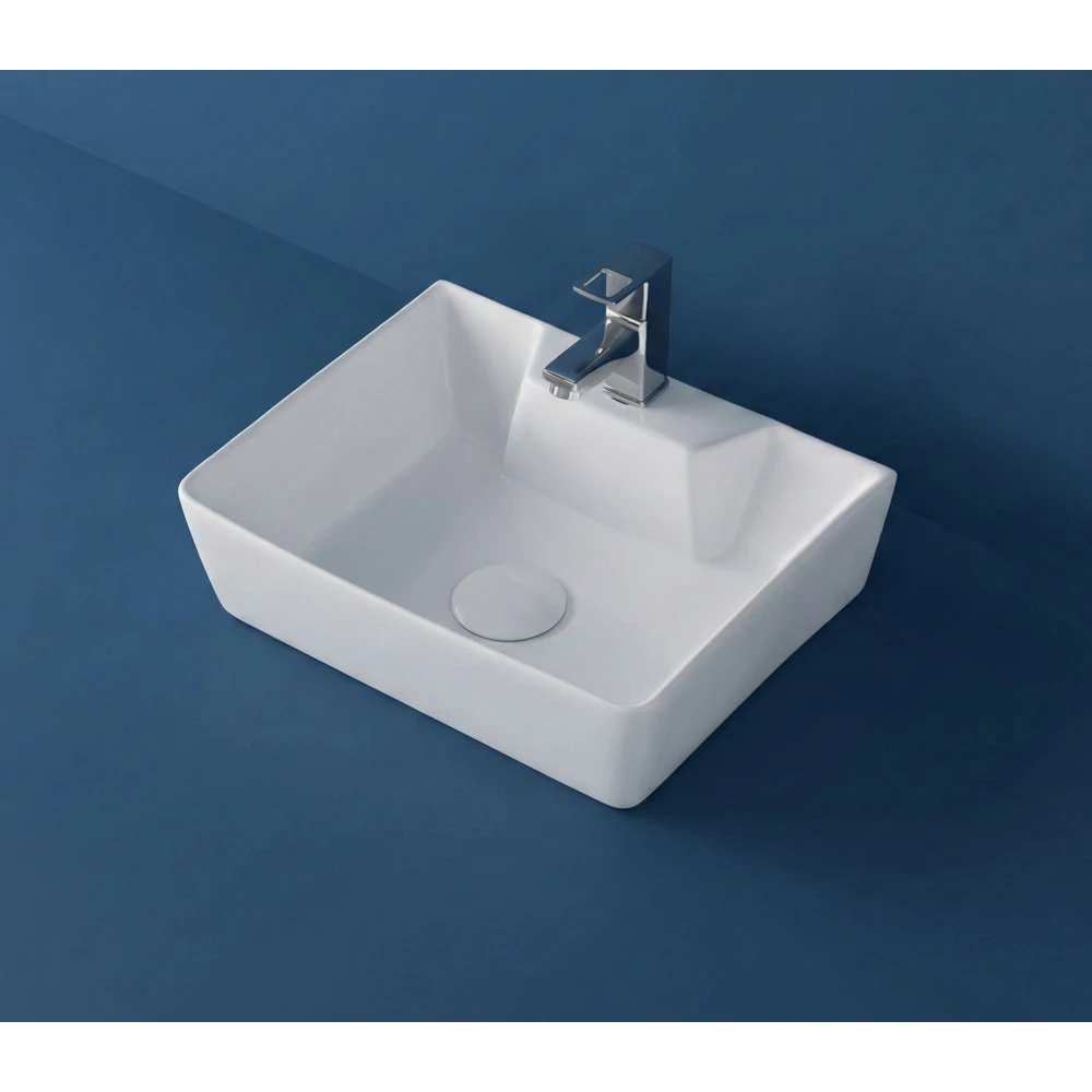FOXX 2 in 1 Wall Mount & Table Top Ceramic Premium White Wash basin (M-White) (16x12x5) (Premium White) Table Top Basin (White)