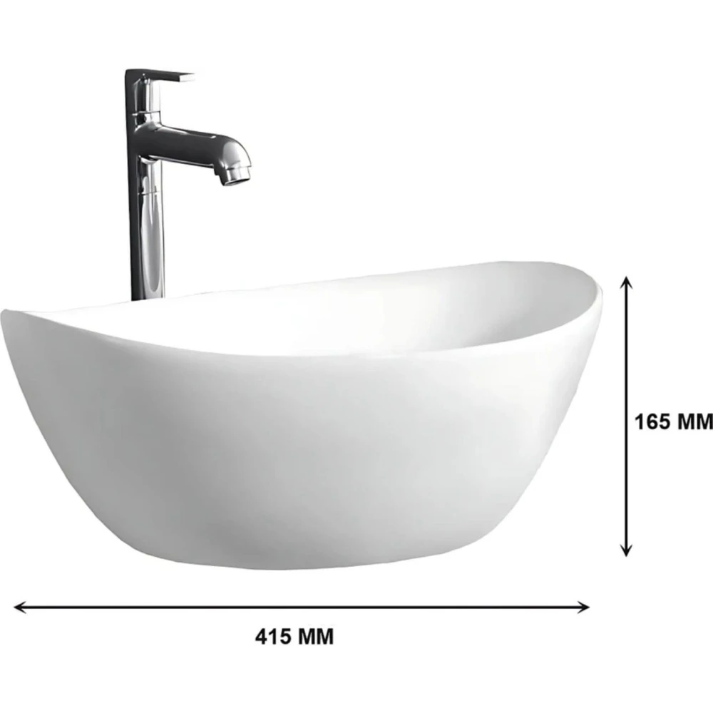 FOXX Ceramic Premium High Gloss White Wash basin for Bathroom, Hotels (17x13x5) (High Gloss- White Caramic Bowl Shape) Counter Top (White)