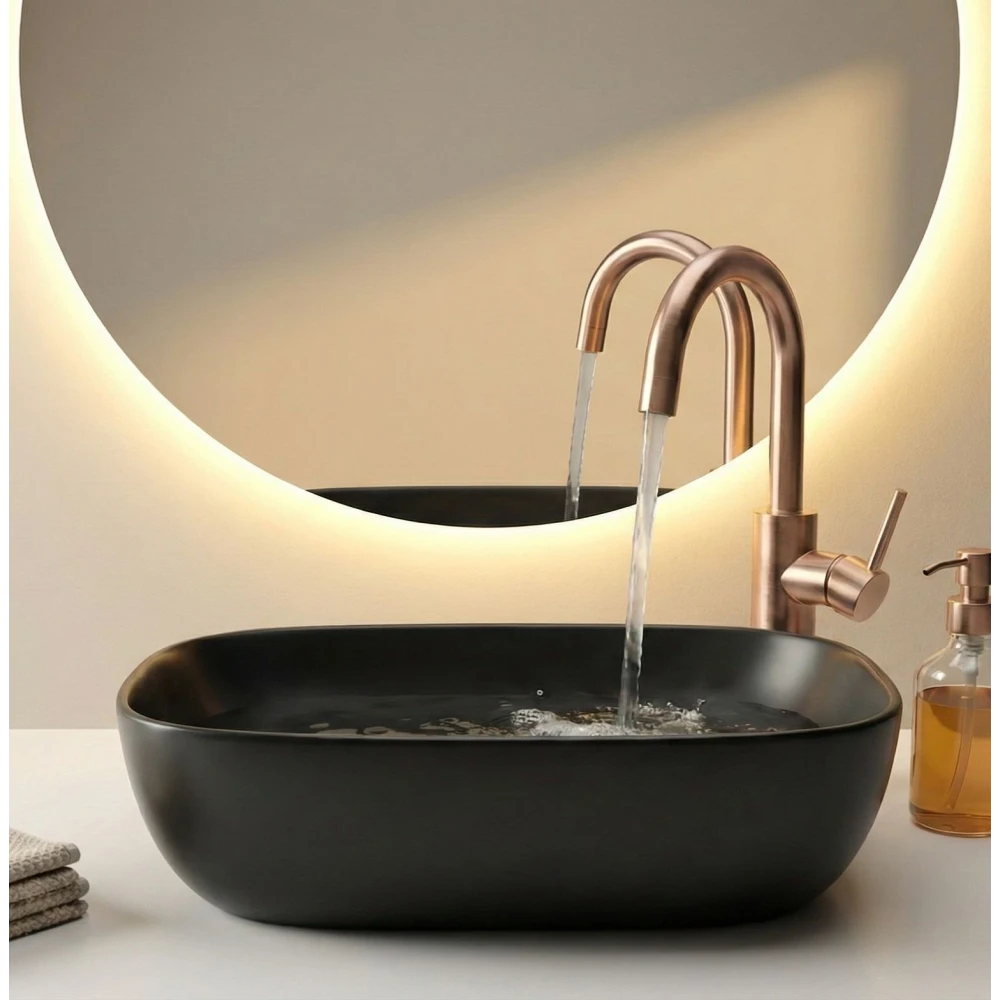 FOXX Ceramic Premium Black Matt Wash basin for Home, Hotels (18x13x5) (18x13x5) (Premium Black Matt) Table Top Basin (Black Matt)