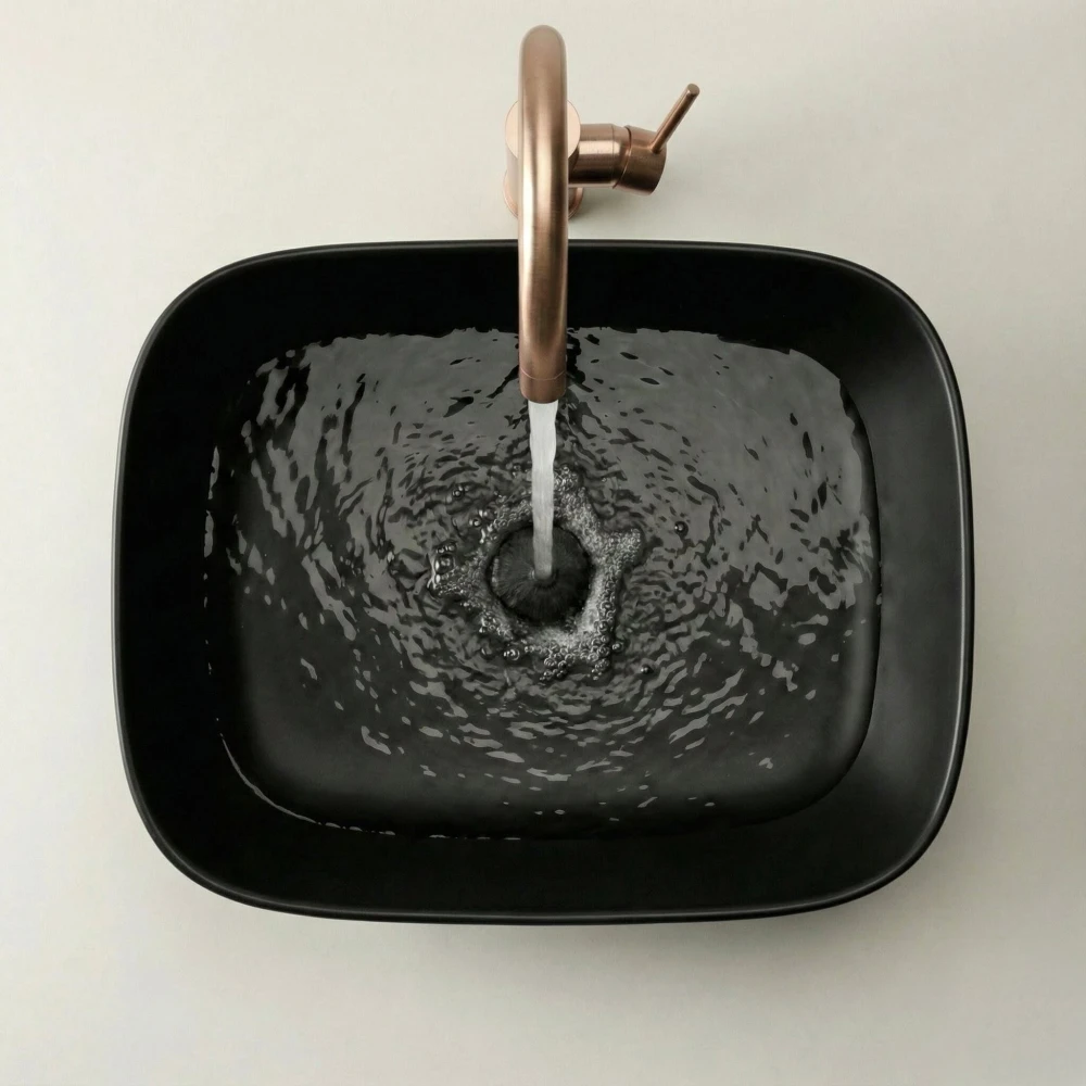 FOXX Ceramic Premium Black Matt Wash basin for Home, Hotels (18x13x5) (18x13x5) (Premium Black Matt) Table Top Basin (Black Matt)