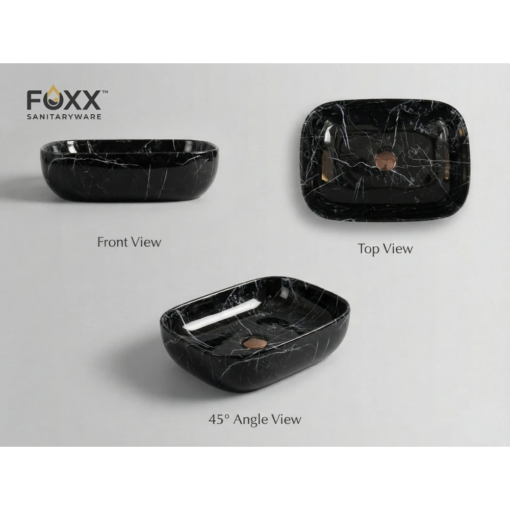 Foxx Sanitaryware (18x13x5) Royal (M22) Table Top Basin (Black Galaxy)