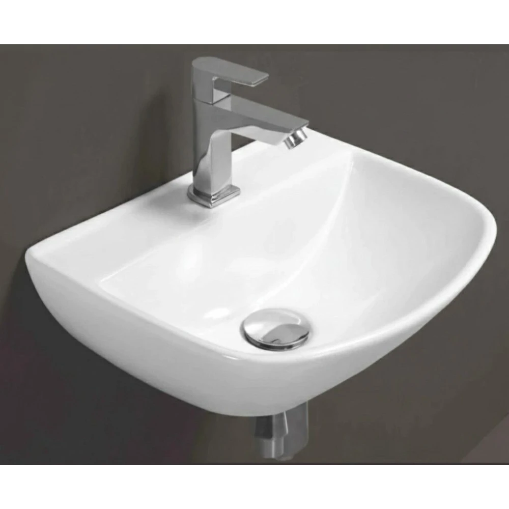 FOXX 2 in 1 Wall Mount & Table Top Ceramic Premium Wash basin (16x12x5) (White) (16x12x5) DD2 New (White) Table Top Basin (Diamond White)