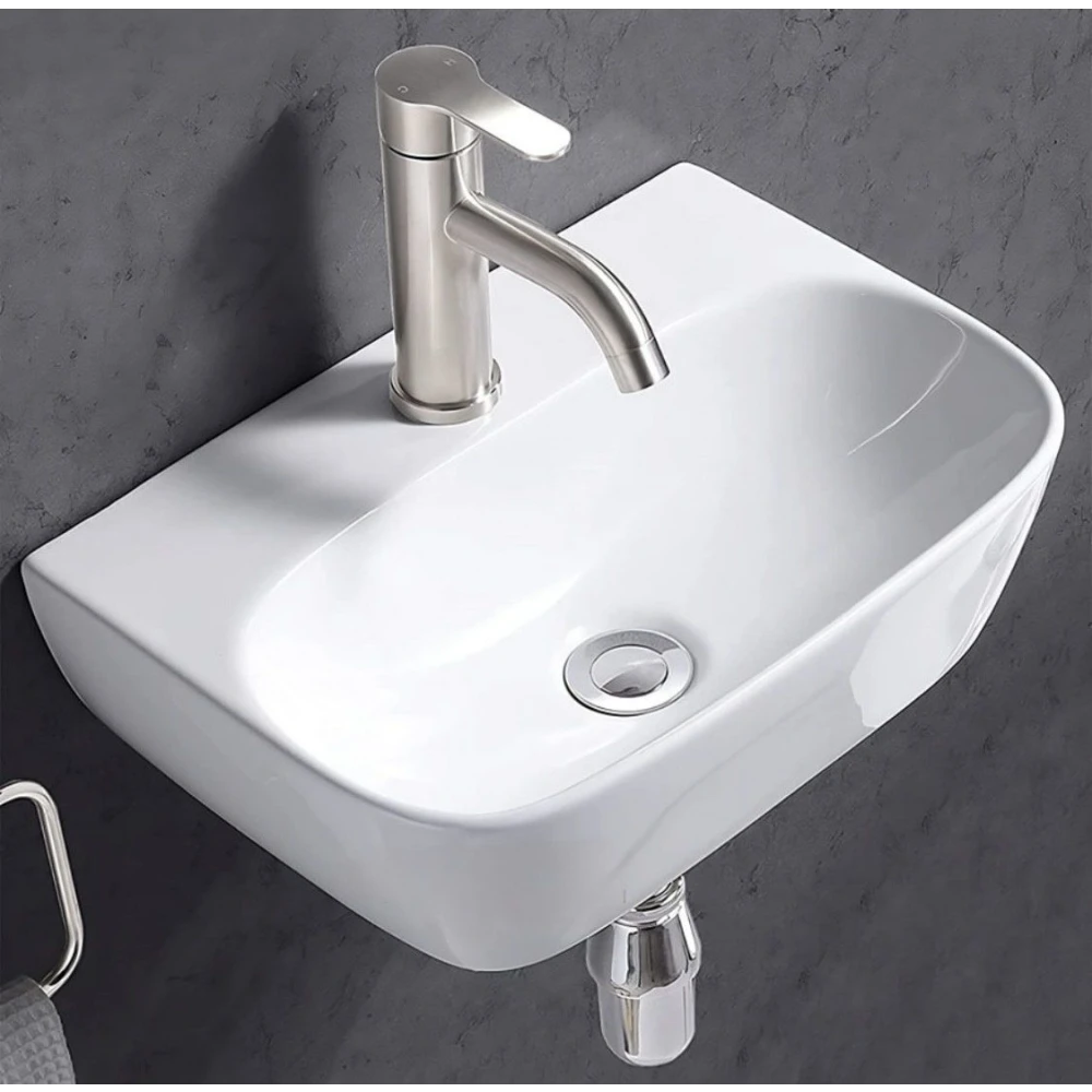 FOXX 2 in 1 Premium White Ceramic Wash Basin(High Quality White) (16x12x5) (16x12x5)(High Quality White) Table Top Basin (White)
