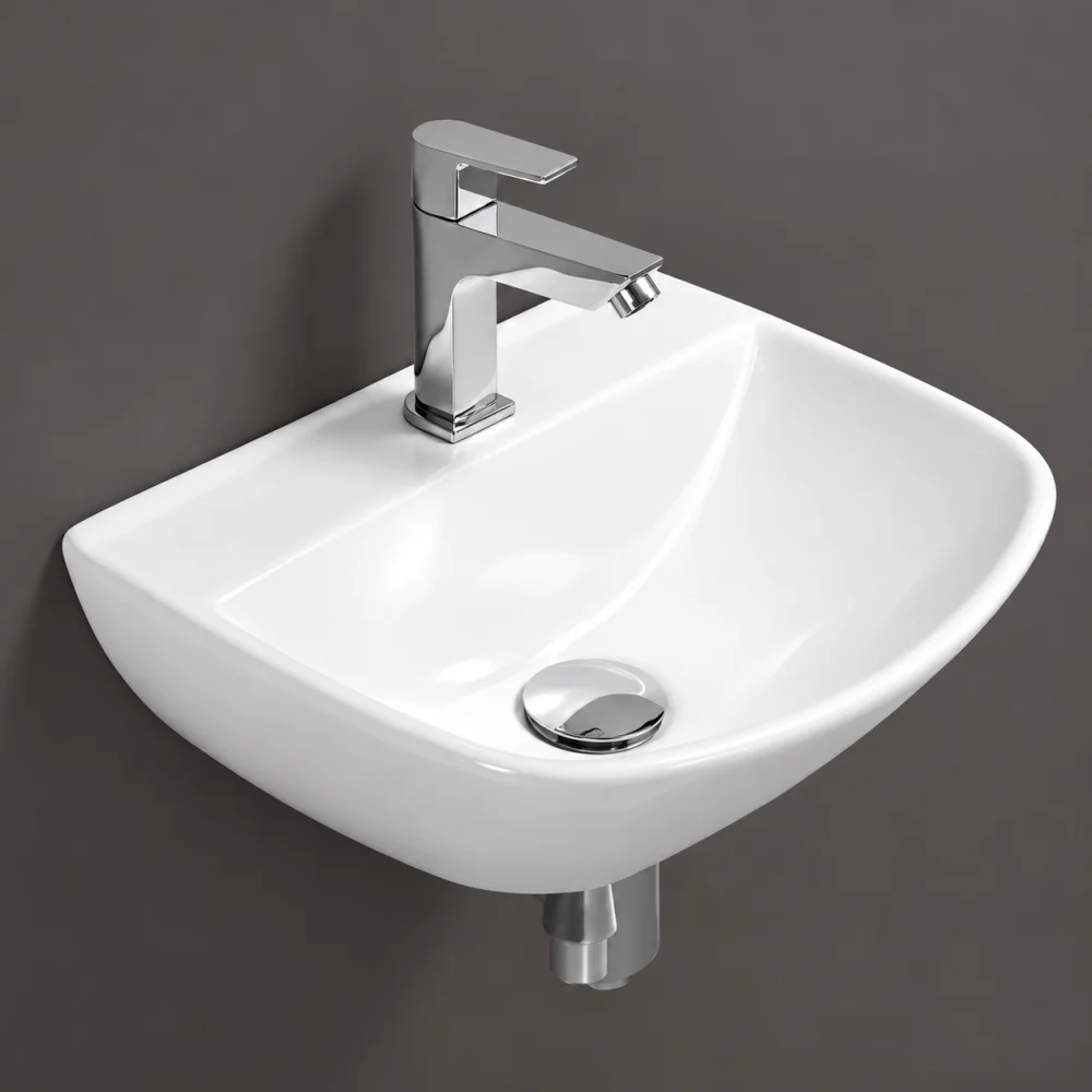 FOXX 2 in 1 Wall Mount & Table Top Ceramic Premium Wash basin (16x12x5) (White) (16x12x5) DD2 New (White) Table Top Basin (Diamond White)