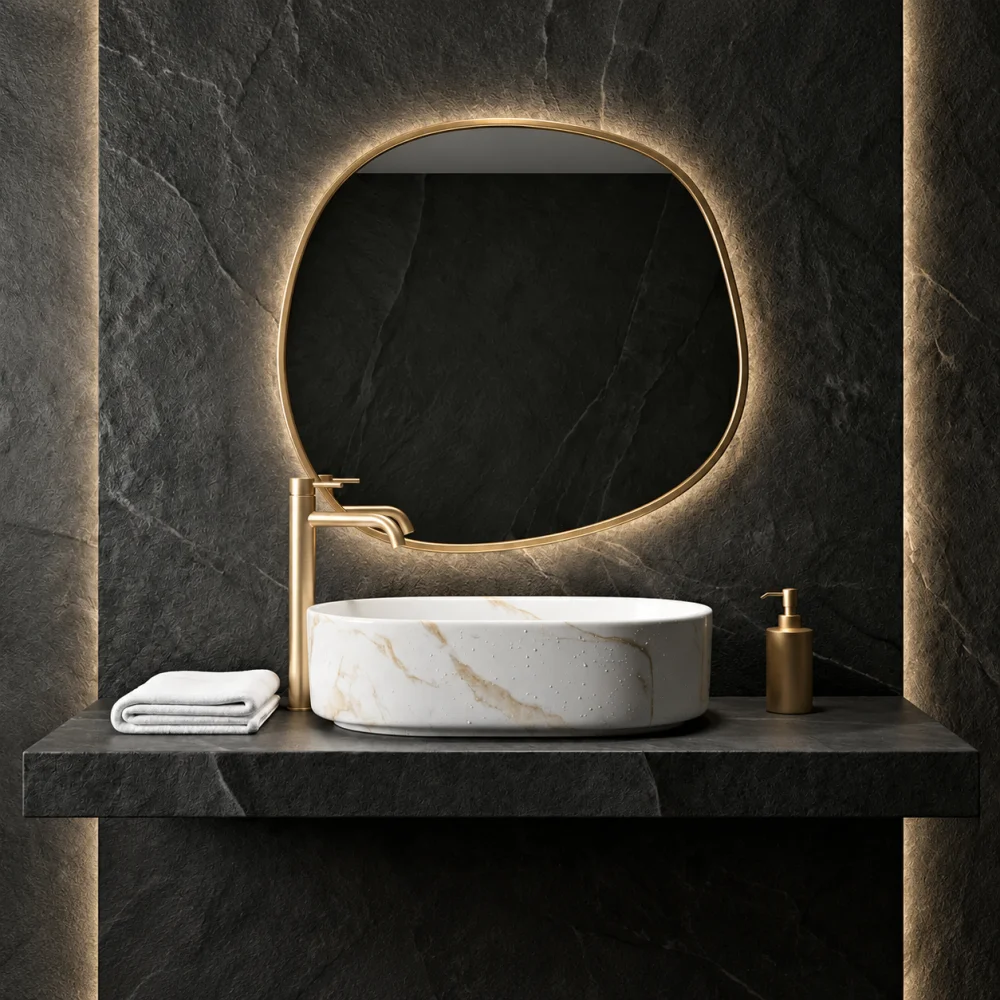 Foxx Sanitaryware Ceramic Premium Wash basin for Home, Hotels (19x13x5)(M-34-OL) (19x13x5) Royal (M34-OL) Table Top Basin (Light Ivory & White Design)