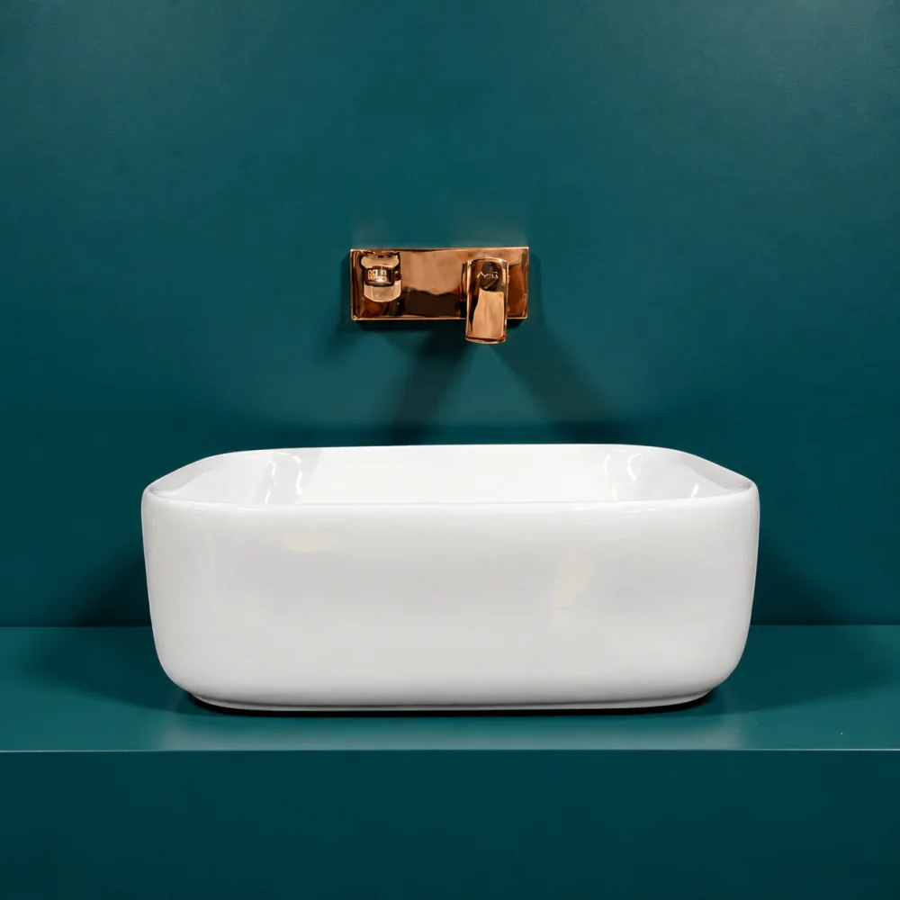FOXX Premium White Ceramic Wash Basin(Pure White) (16x12x5) for Home and Hotels (16x12x5) (White High Glossy) Table Top Basin (White)