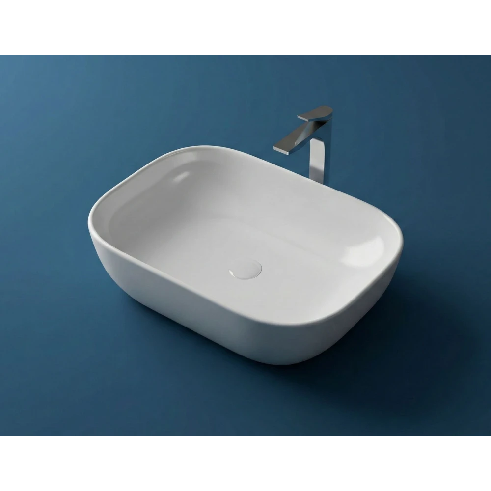 FOXX Ceramic Premium High Gloss White Wash basin for Bathroom, Hotels (18x13x5) (18x13x5) (High Gloss White) Top Mount (White)