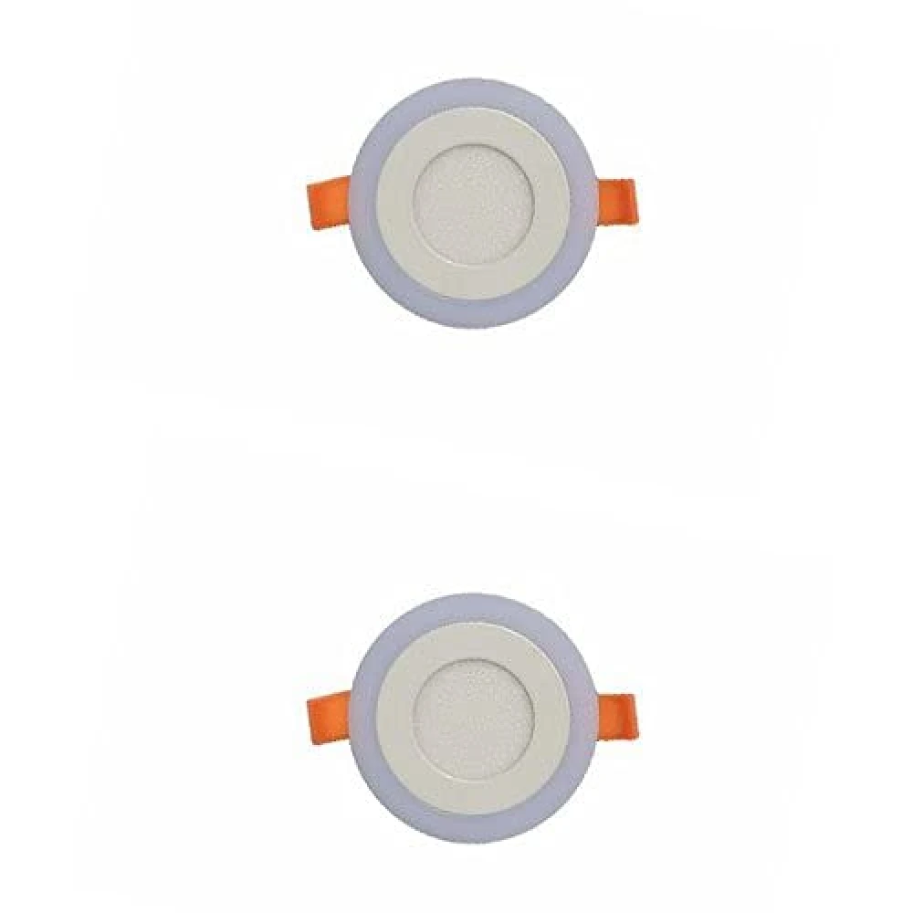 Tryka® 6 watt 3+3 Round Panel Ceiling POP Down Indoor LED Light 3D Effect Lighting (Double Color, Multicolour) - Pack of 2