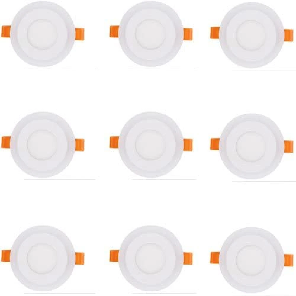 Tryka® 6 watt (3+3) LED Round Panel Light Ceiling POP Down Indoor Light LED 3D Effect Lighting (Double Color) Pink & White Pack of 9