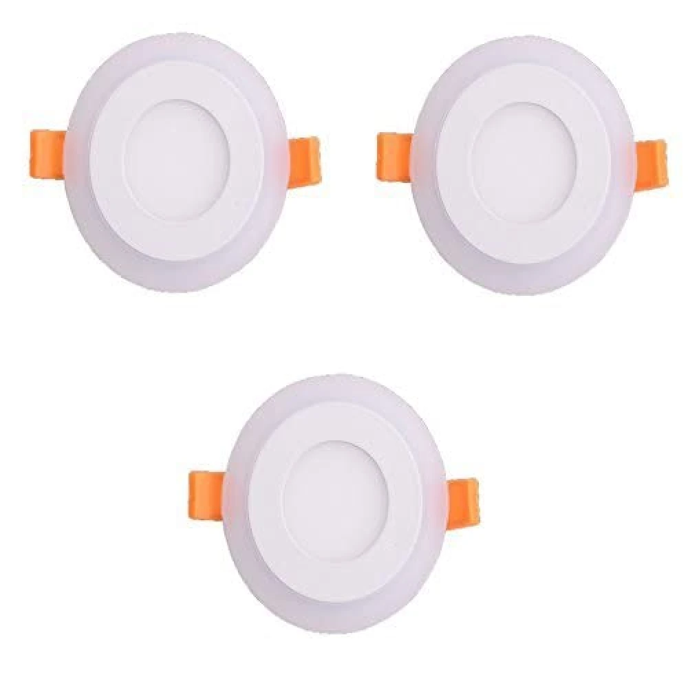 Tryka® 6 watt (3+3) LED Round Panel Light Ceiling POP Down Indoor Light LED 3D Effect Lighting (Double Color) Pink & White Pack of 3.