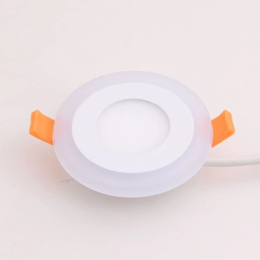 Galaxy 6 watt (3+3) LED Round Panel Light Ceiling POP Down Indoor Light LED 3D Effect Lighting (Double Color) White & Blue Pack of 10