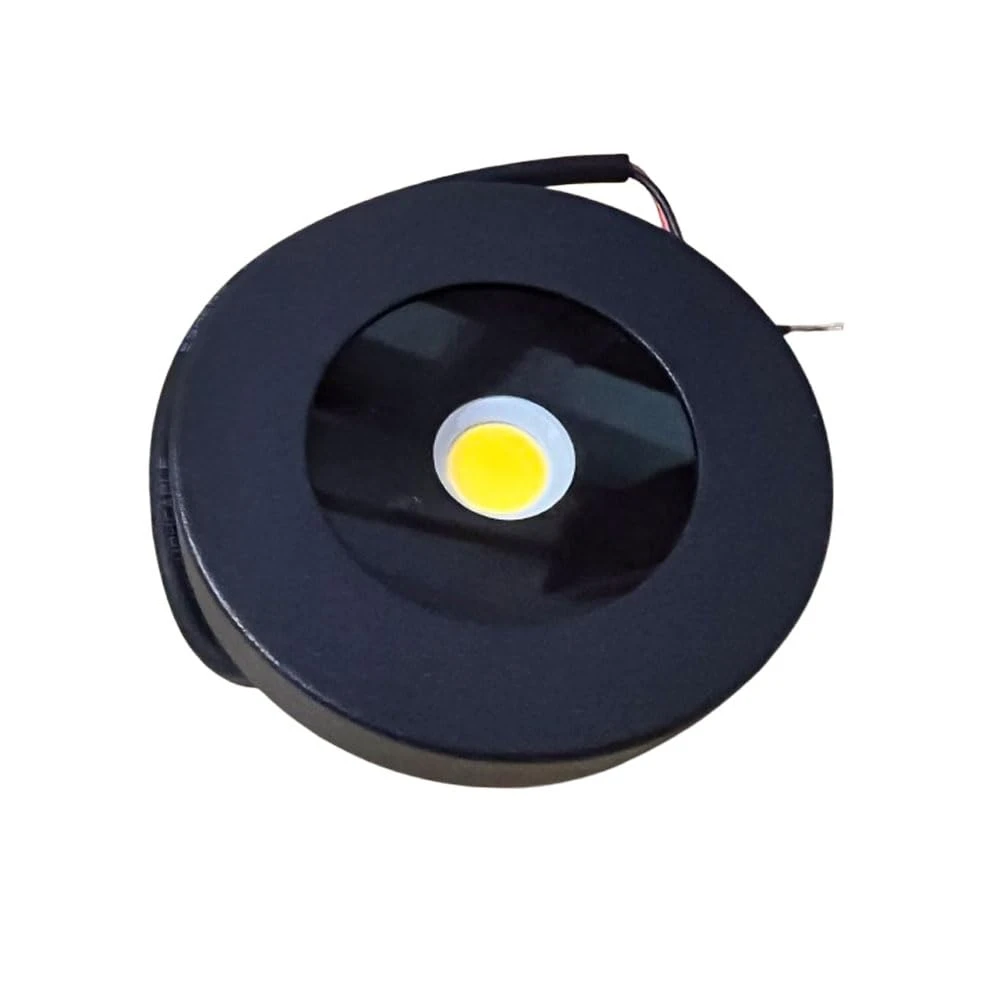Tryka® 3 Watts Waterproof Led Surface COB Spot Light, Slim Round Style Cabinet (Warm White) (Black Finish)