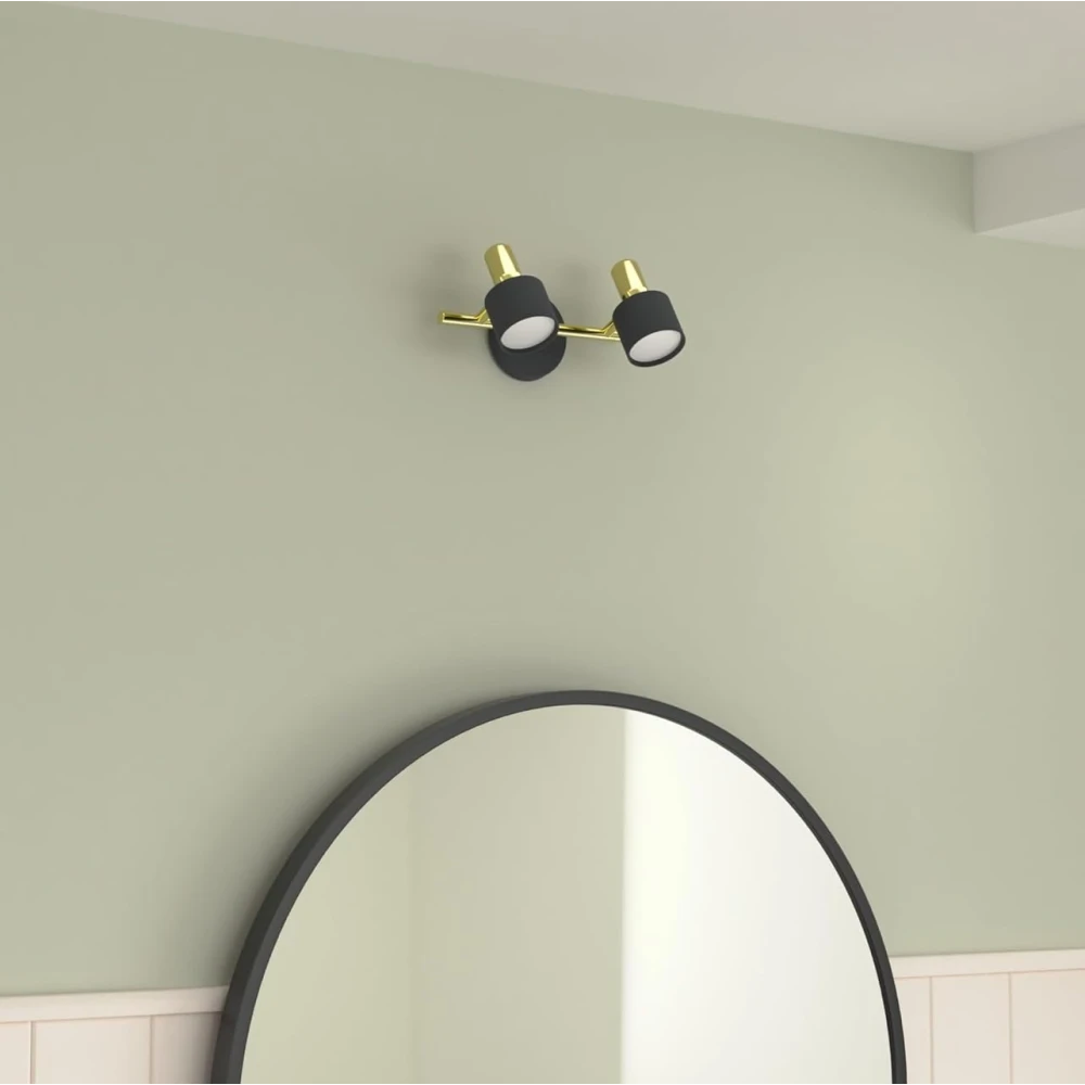 Tryka® Modern Track Light with 2 Adjustable Heads, 3-in-1 Colour Changing LED, 22 cm Length, Black and Gold Pack of 1.