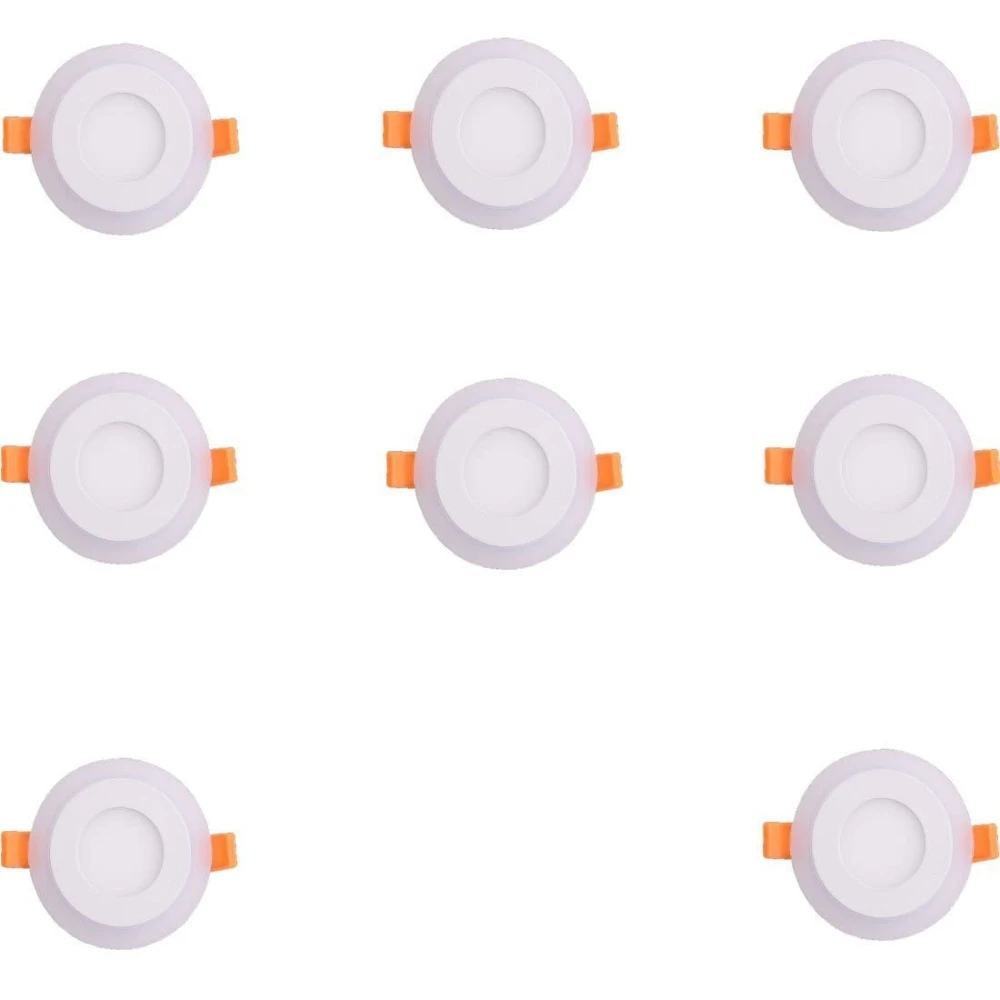 Tryka® 6 watt (3+3) LED Round Panel Light Ceiling POP Down Indoor Light LED 3D Effect Lighting (Double Color) Pink & White Pack of 8