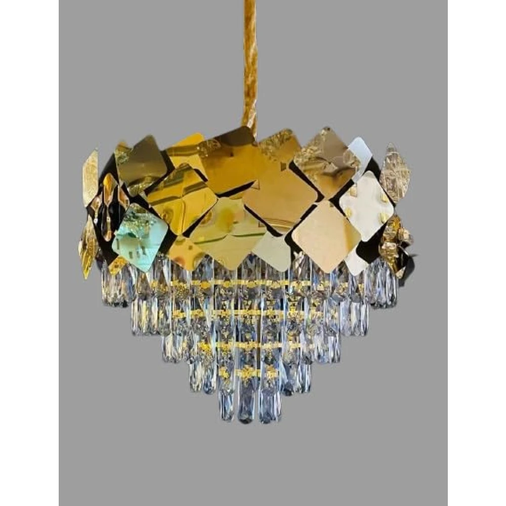 Tryka® Chandelier-Crystal Jhoomar, Modern Crystal Chandeliers Gold 5-Tier Round Crystal Chandelier Colors.3 Color,Rose Gold,Led Plate Included 600MM