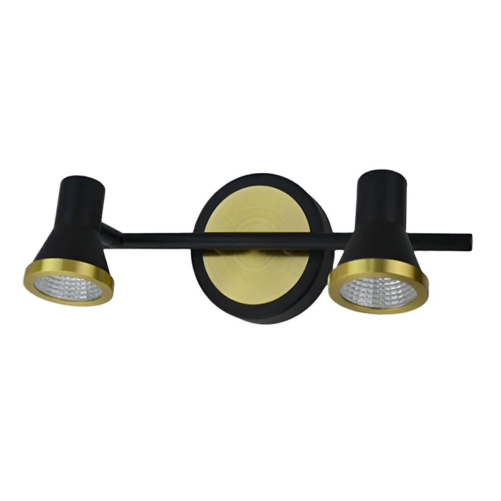 Tryka® Modern Wall Light with 2 Adjustable Spotlights, 30 cm, 3-in-1 Colour Changing, Black and Gold Pack of 1.