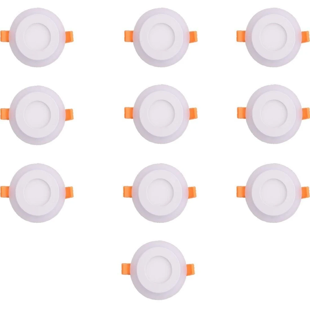 Galaxy 6 watt (3+3) LED Round Panel Light Ceiling POP Down Indoor Light LED 3D Effect Lighting (Double Color) White & Blue Pack of 10