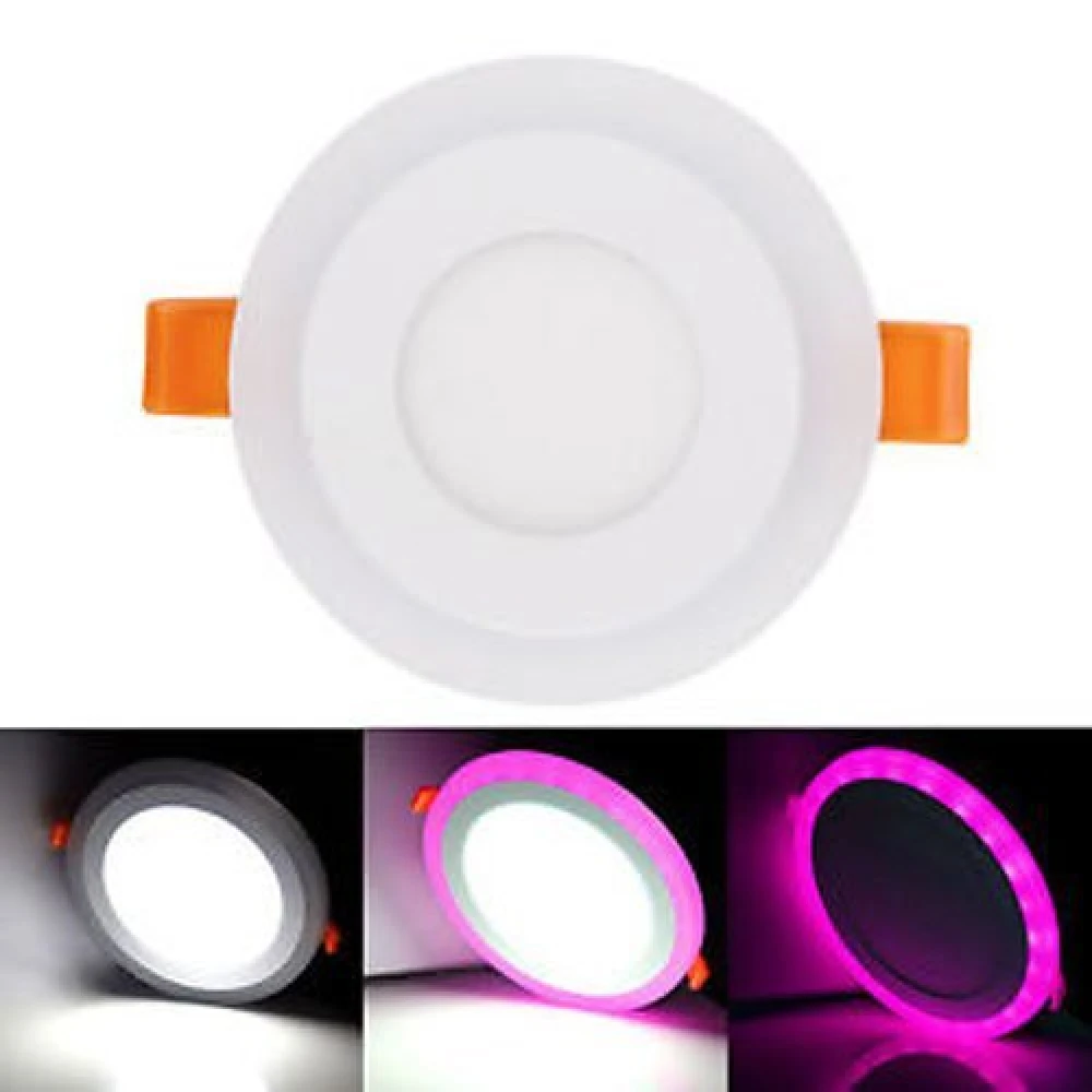 Tryka® 6 watt (3+3) LED Round Panel Light Ceiling POP Down Indoor Light LED 3D Effect Lighting (Double Color) Pink & White Pack of 8