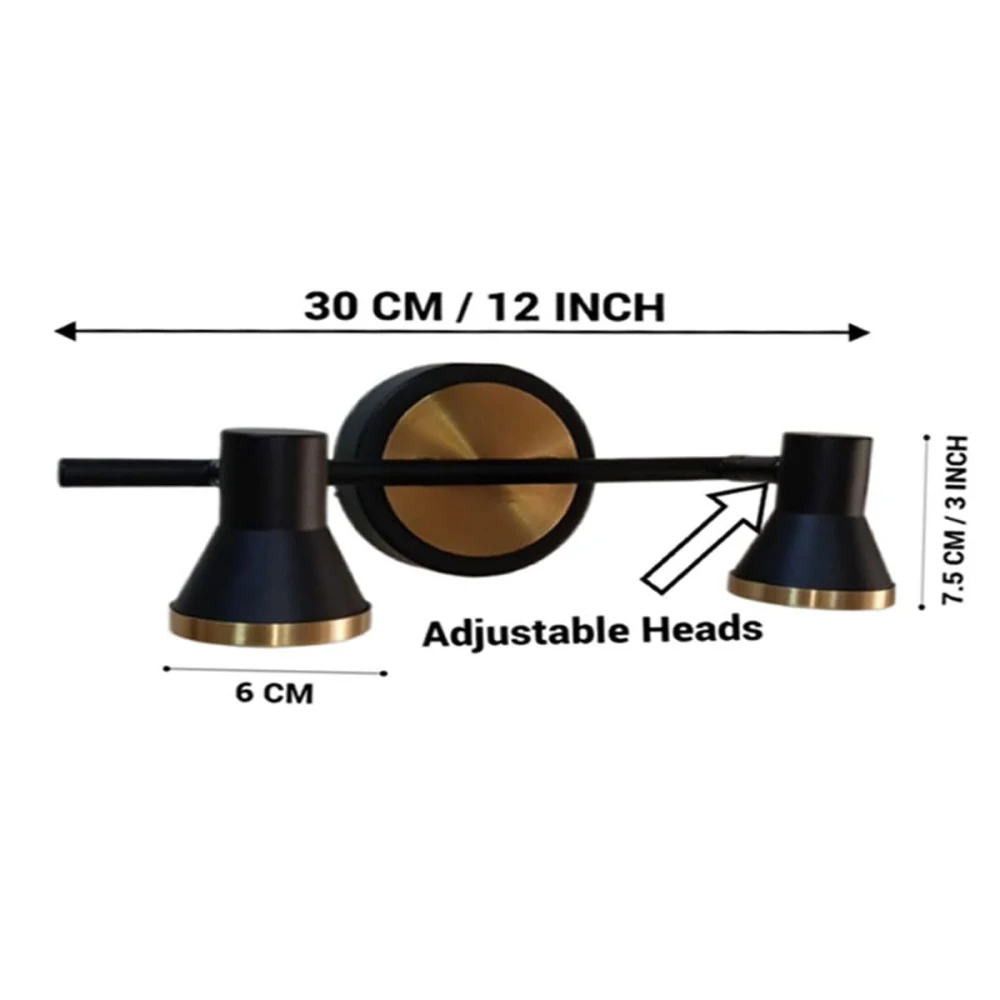 Tryka® Modern Wall Light with 2 Adjustable Spotlights, 30 cm, 3-in-1 Colour Changing, Black and Gold Pack of 1.
