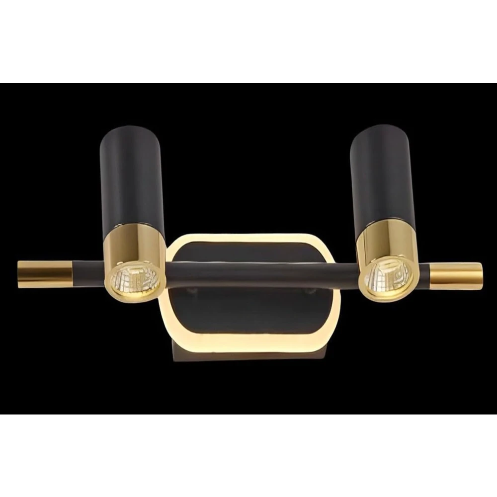 Tryka® Modern Wall Light Fixture, Black and Gold, 31 cm Width, Dual Adjustable Spotlights 3 in 1 Pack of 1.