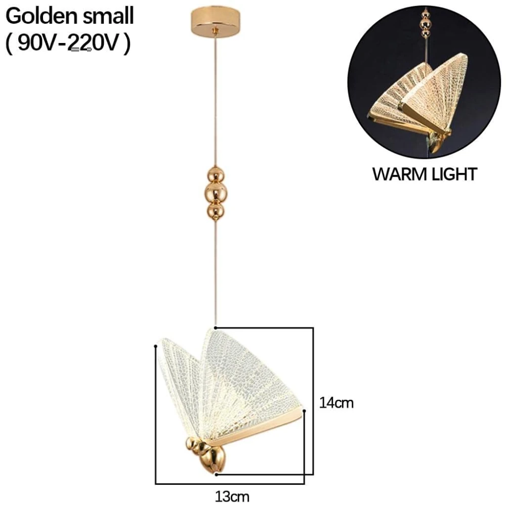 Tryka LED Butterfly Bedside Hanging Pendant Ceiling Lamp- White,Natural White & Warm White, Gold