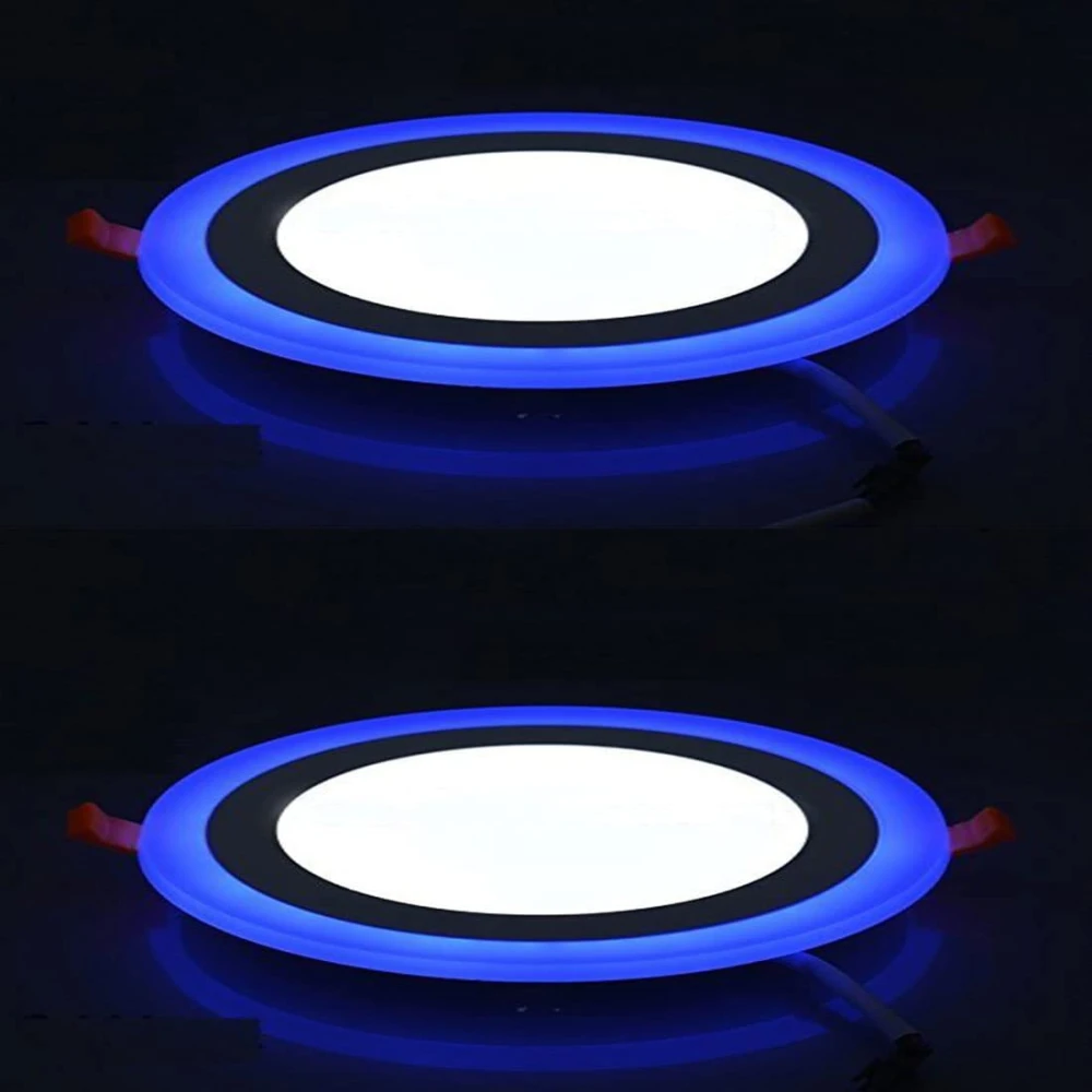 Tryka®12 watt (6+3) LED Round Panel Light Ceiling POP Down Indoor Light LED 3D Effect Lighting (Double Color) Blue & White pack of 2