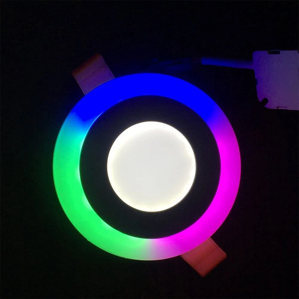 Tryka® 6 watt 3+3 Round Panel Ceiling POP Down Indoor LED Light 3D Effect Lighting (Double Color, Multicolour) - Pack of 2