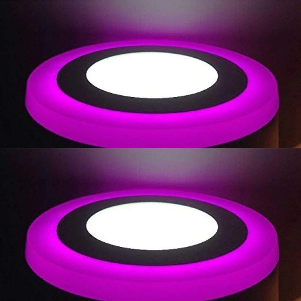 Tryka® 6 watt (3+3) LED Round Panel Light Ceiling POP Down Indoor Light LED 3D Effect Lighting (Double Color) Pink & White Pack of 2.