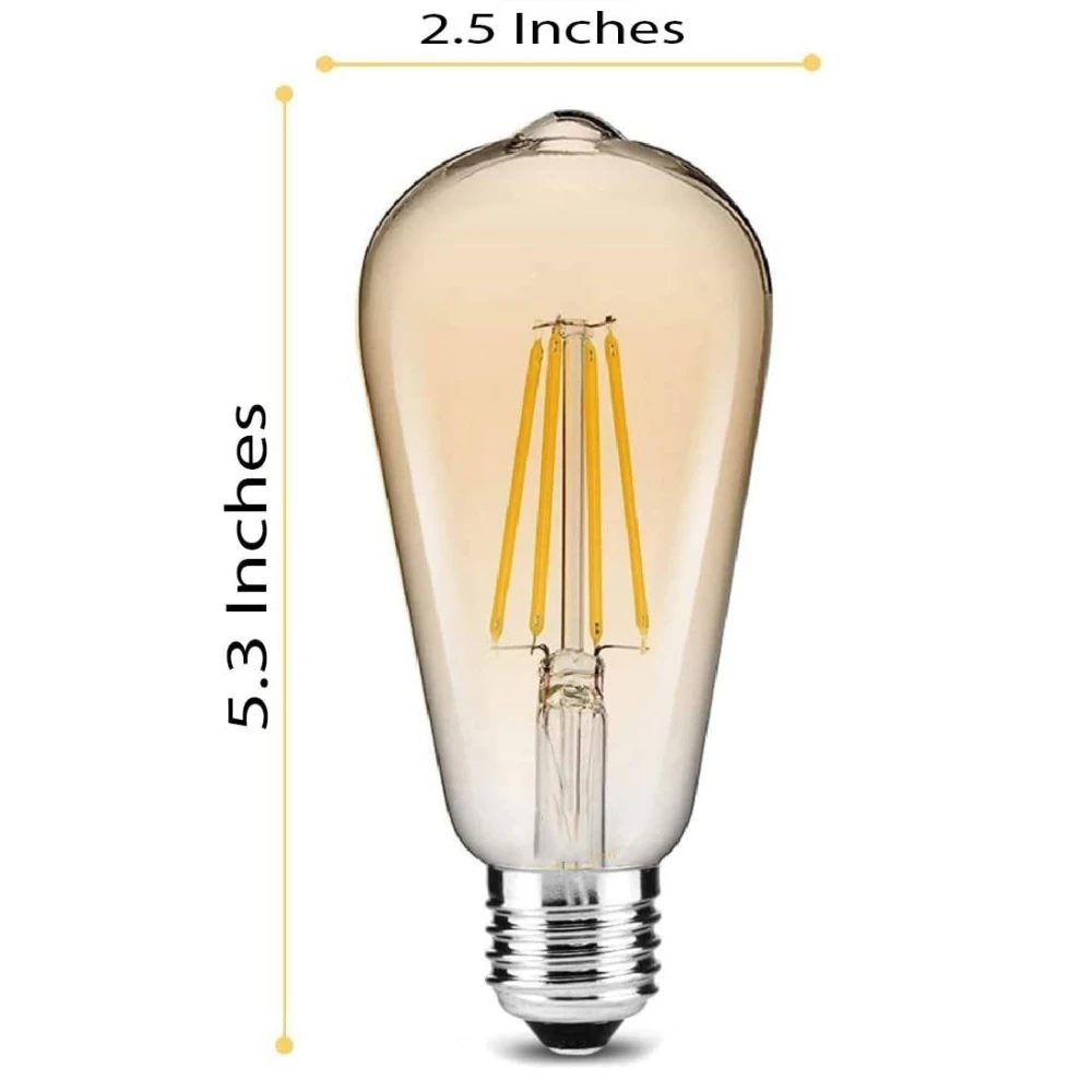 Tryka® Vintage LED Edison Bulb, E27 Base, 4W, 5.3 x 2.5 Inches, Amber Glass