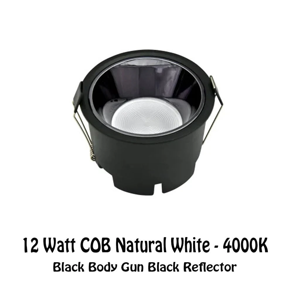 Tryka® 12 watt LED Metal COB Lighs Black Body Gun Black Spot Light (Natural White)